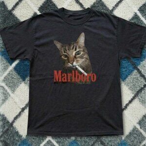 Funny Cat Parody Graphic Tee Black Meme Cat Humor Shirt